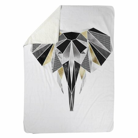 BEGIN HOME DECOR 60 x 80 in. Geometric Elephant-Sherpa Fleece Blanket 5545-6080-AN476